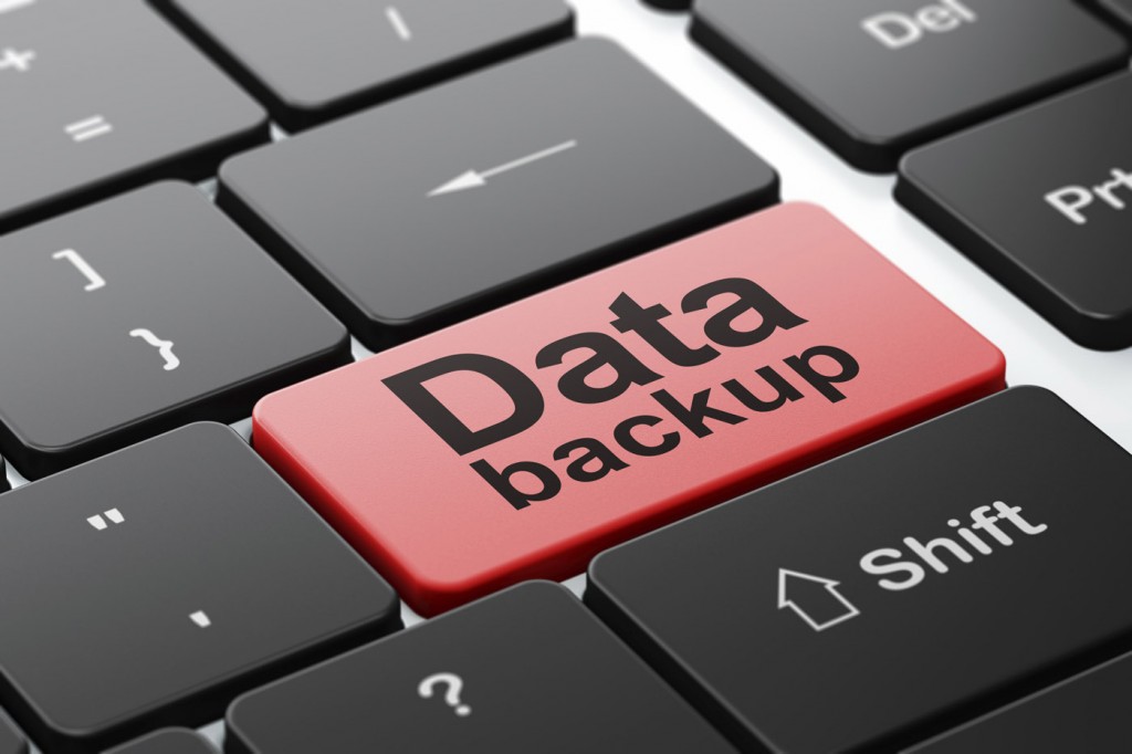 Data Backup on computer keyboard background